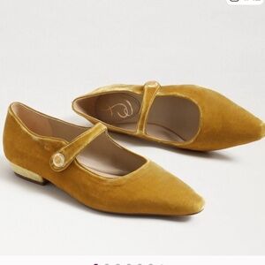 Sam Edelman Jene "Mary Jane" Saffron Velvet Pointed Toe Flats - Size 9